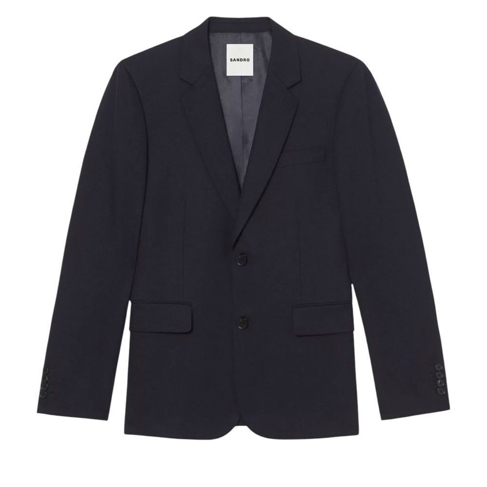 Sandro Paris Blazer 44R Wool Mohair Navy Blue New‎ $543